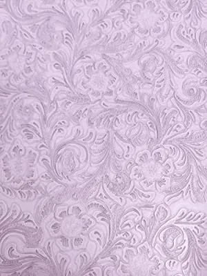 DuroLast™ Vintage Western Floral Pu Leather Fabric by The Yard DIY Upholstery Accessories Fashion (Lavender)