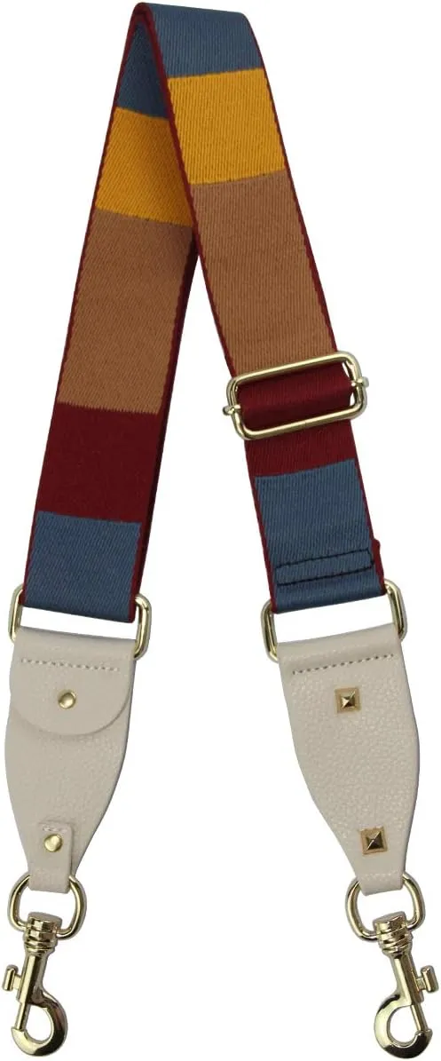 Duwi Wide Purse Strap Multicolor Striped Guitar Style Strap Adjustable Canvas Crossbody Bag Strap