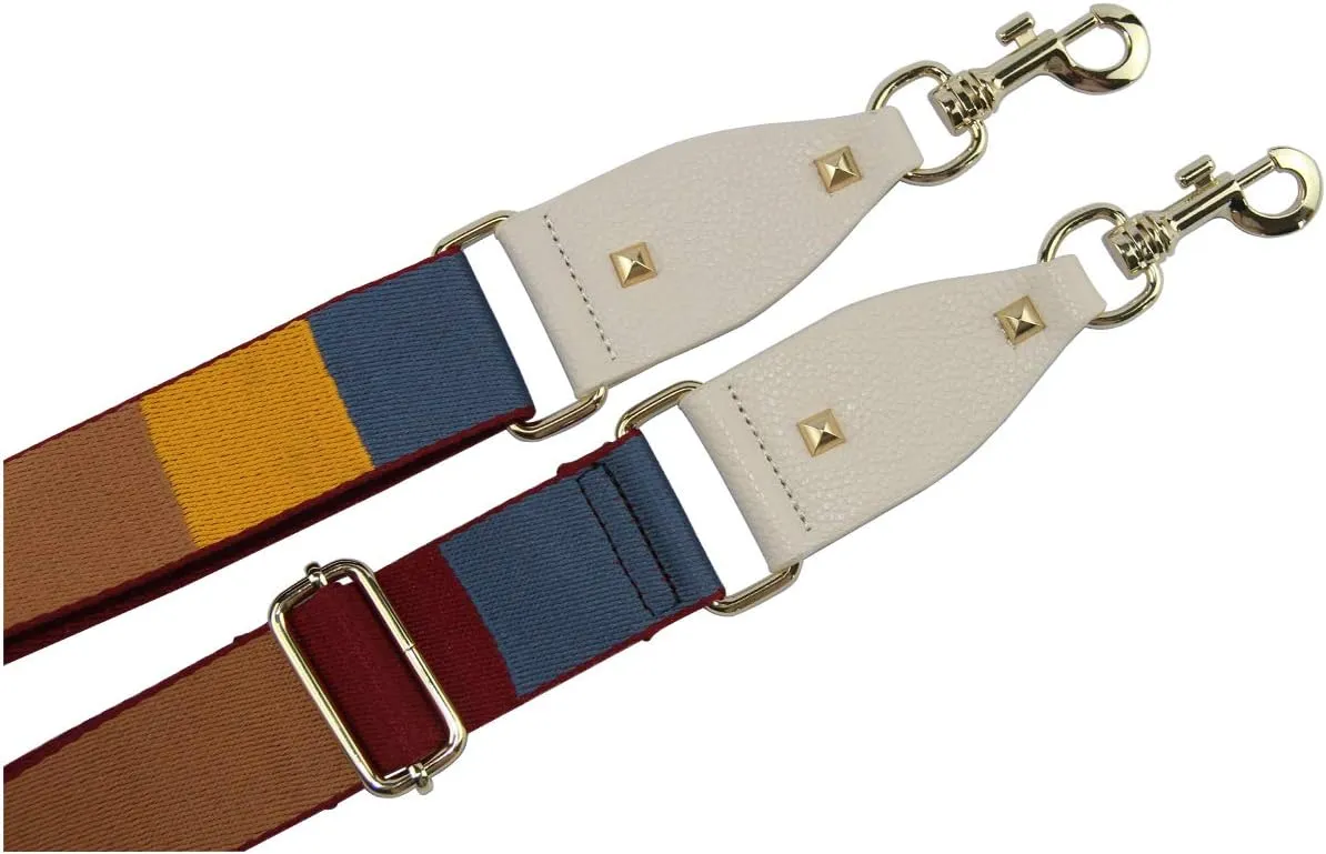 Duwi Wide Purse Strap Multicolor Striped Guitar Style Strap Adjustable Canvas Crossbody Bag Strap