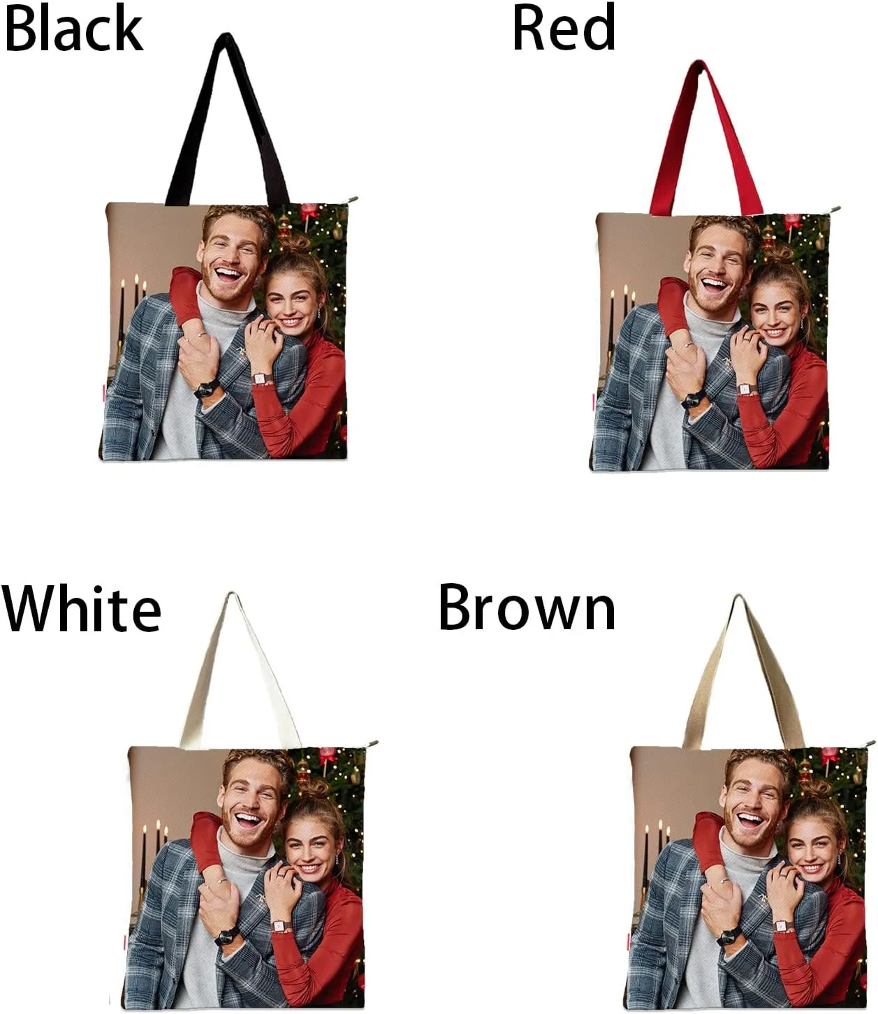 EAQ Personalized Tote Bag Custom Canvas Bag with Photo Reusable Canvas Tote Bags for Daily Use Gifts