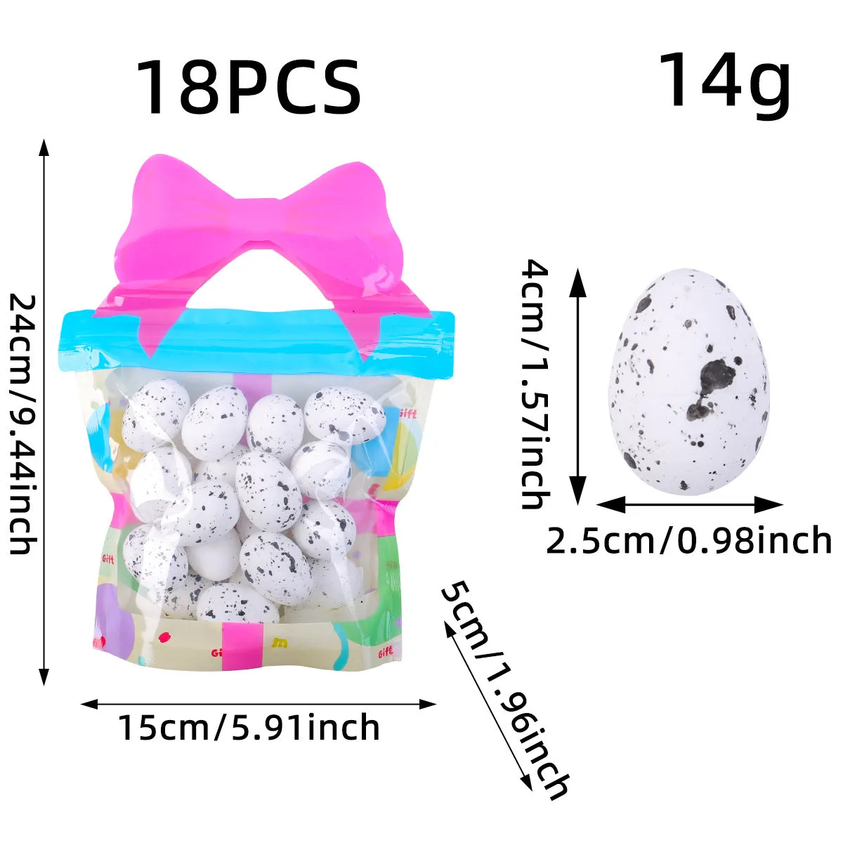 Easter Egg Gift Bag | Colorful Foam Eggs in Bow Pouch