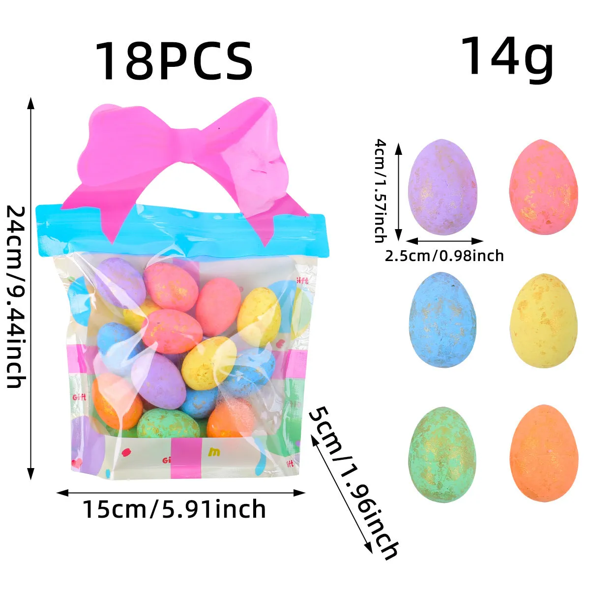 Easter Egg Gift Bag | Colorful Foam Eggs in Bow Pouch