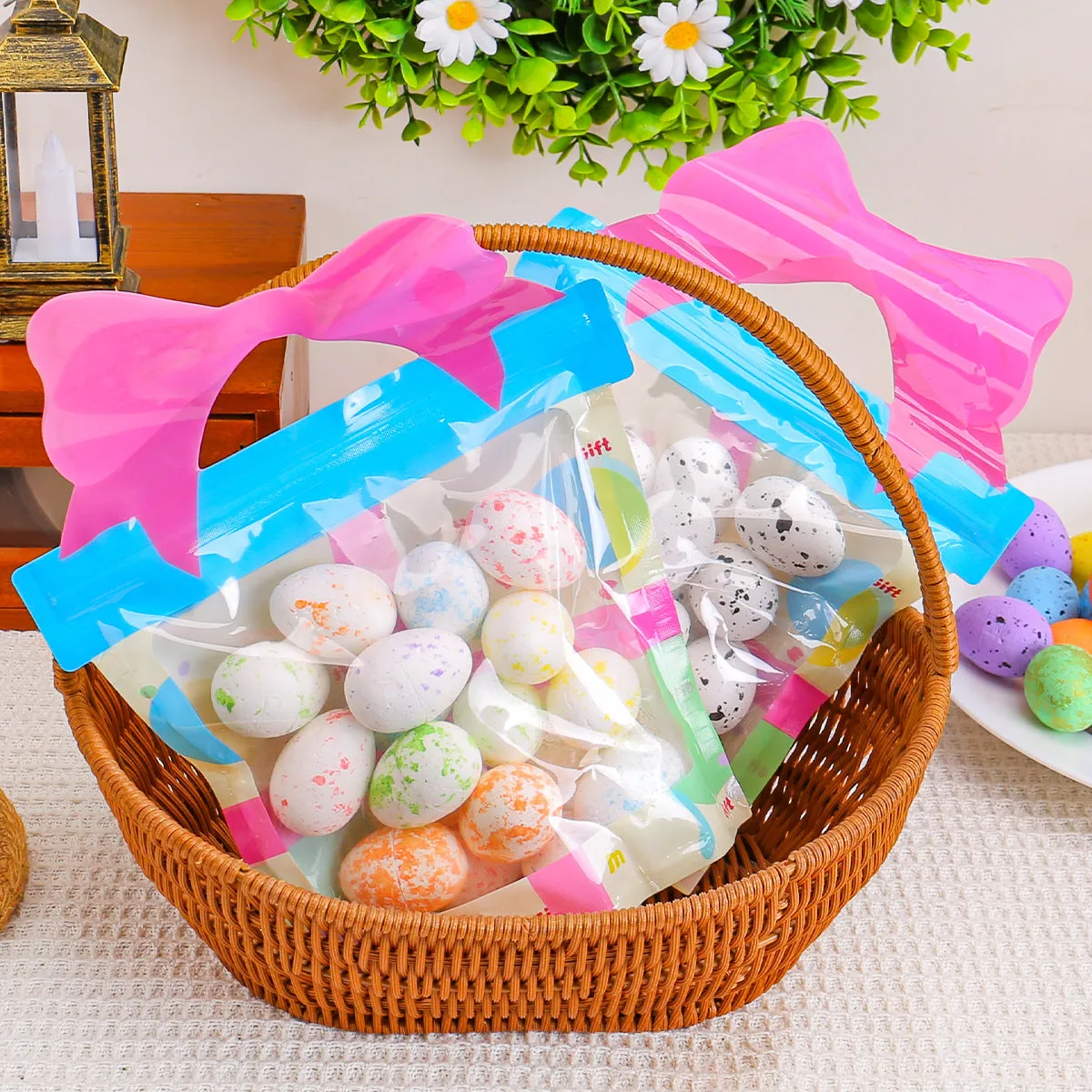 Easter Egg Gift Bag | Colorful Foam Eggs in Bow Pouch