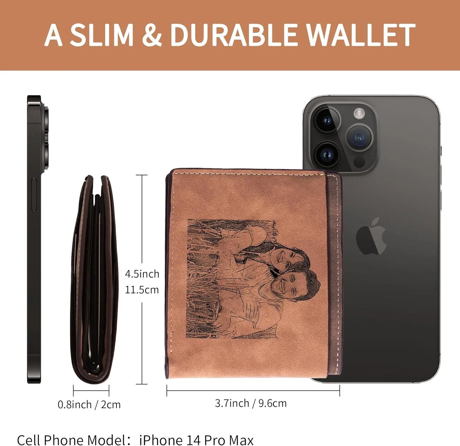 Easycosy Custom Photo Wallet for Men Personalized Engraved Picture & Name Gifts for Men Boyfriend Fiance Husband Dad Birthday Gifts