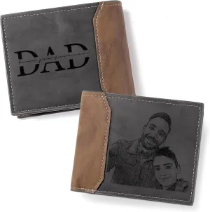 Easycosy Custom Wallet for Men Personalized Photo Wallet Engraved Customized Picture Gifts for Him, Boyfriend Husband Dad Father Christmas Anniversary Birthday Gifts Style 8
