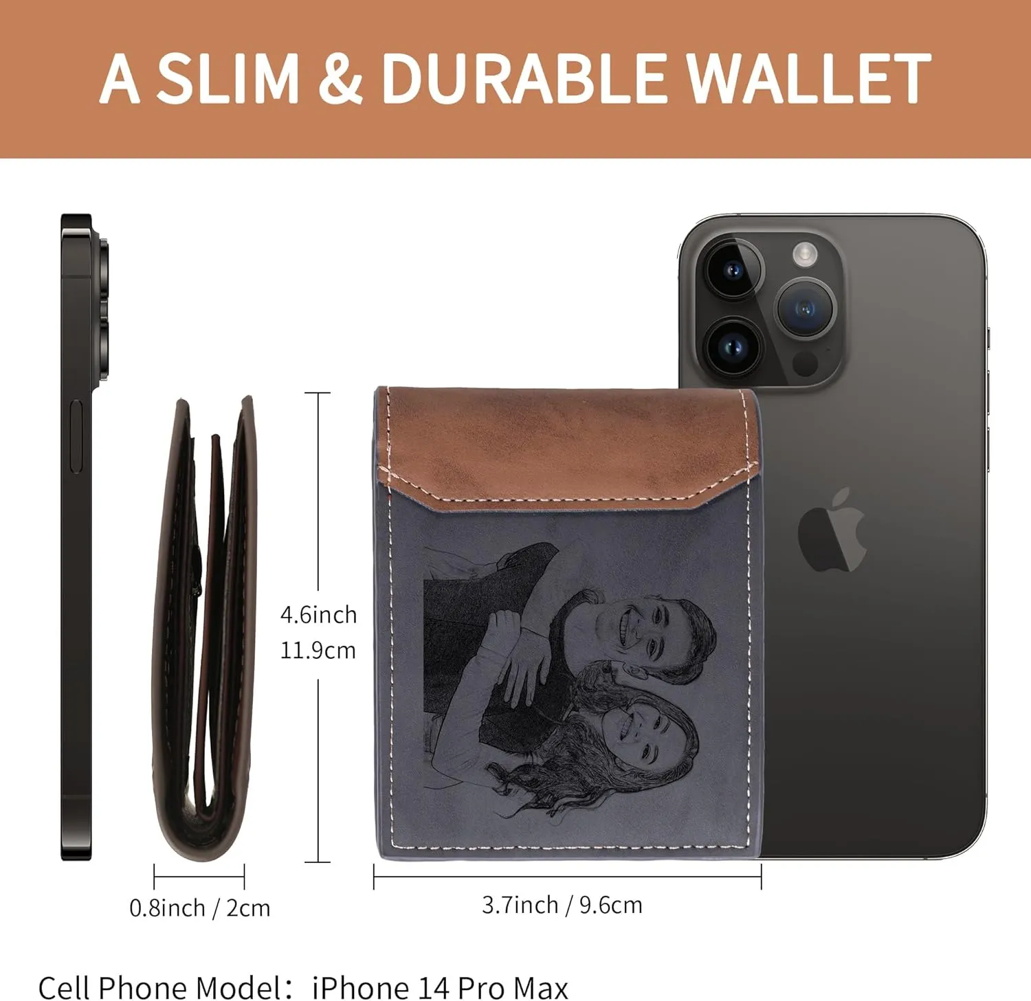 Easycosy Custom Wallet for Men Personalized Photo Wallet Engraved Customized Picture Gifts for Him, Boyfriend Husband Dad Father Christmas Anniversary Birthday Gifts Style 8