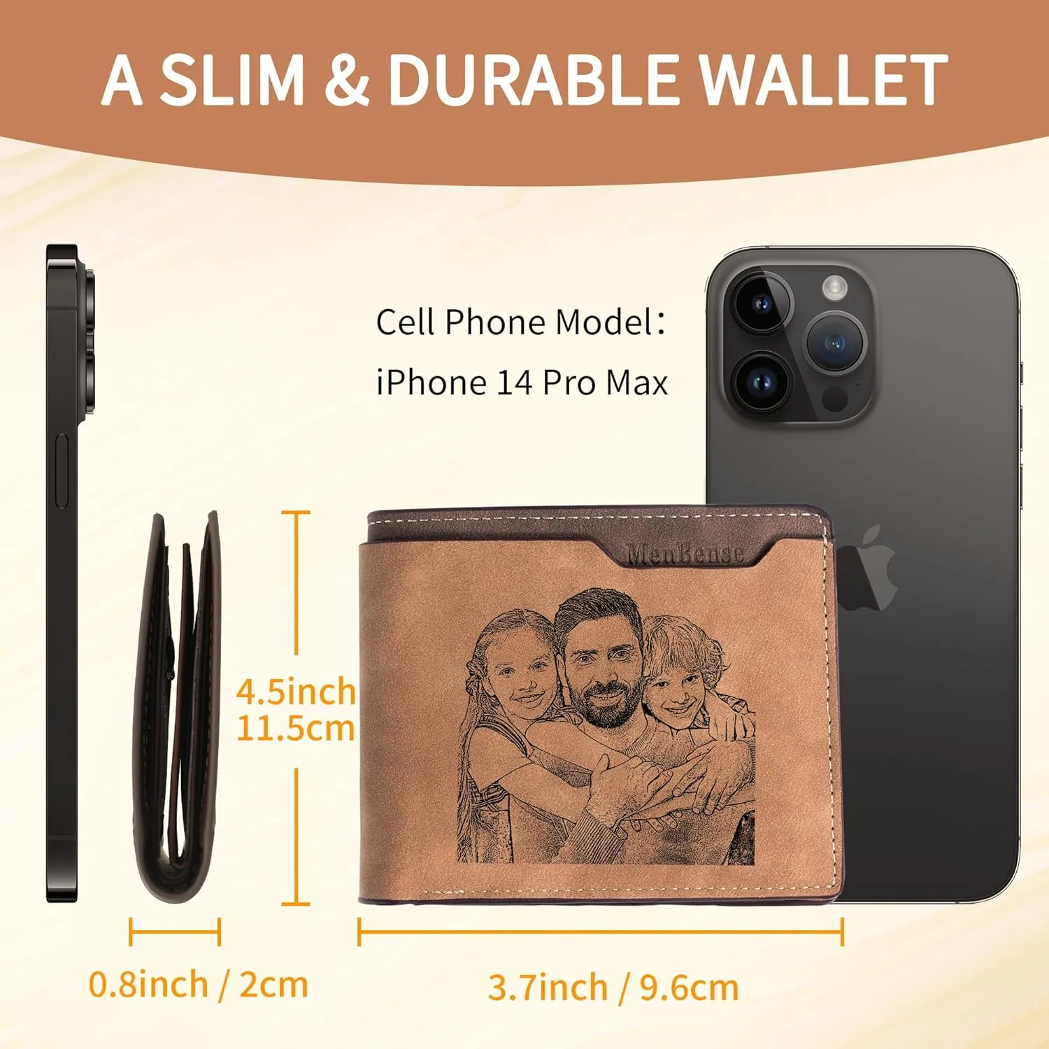 Easycosy Custom Wallet for Men Personalized Photo Wallet Engraved Customized Picture Gifts for Him, Personalized Gifts for Dad Father Boyfriend Husband