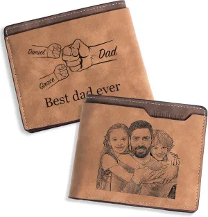 Easycosy Custom Wallet for Men Personalized Photo Wallet Engraved Customized Picture Gifts for Him, Personalized Gifts for Dad Father Boyfriend Husband