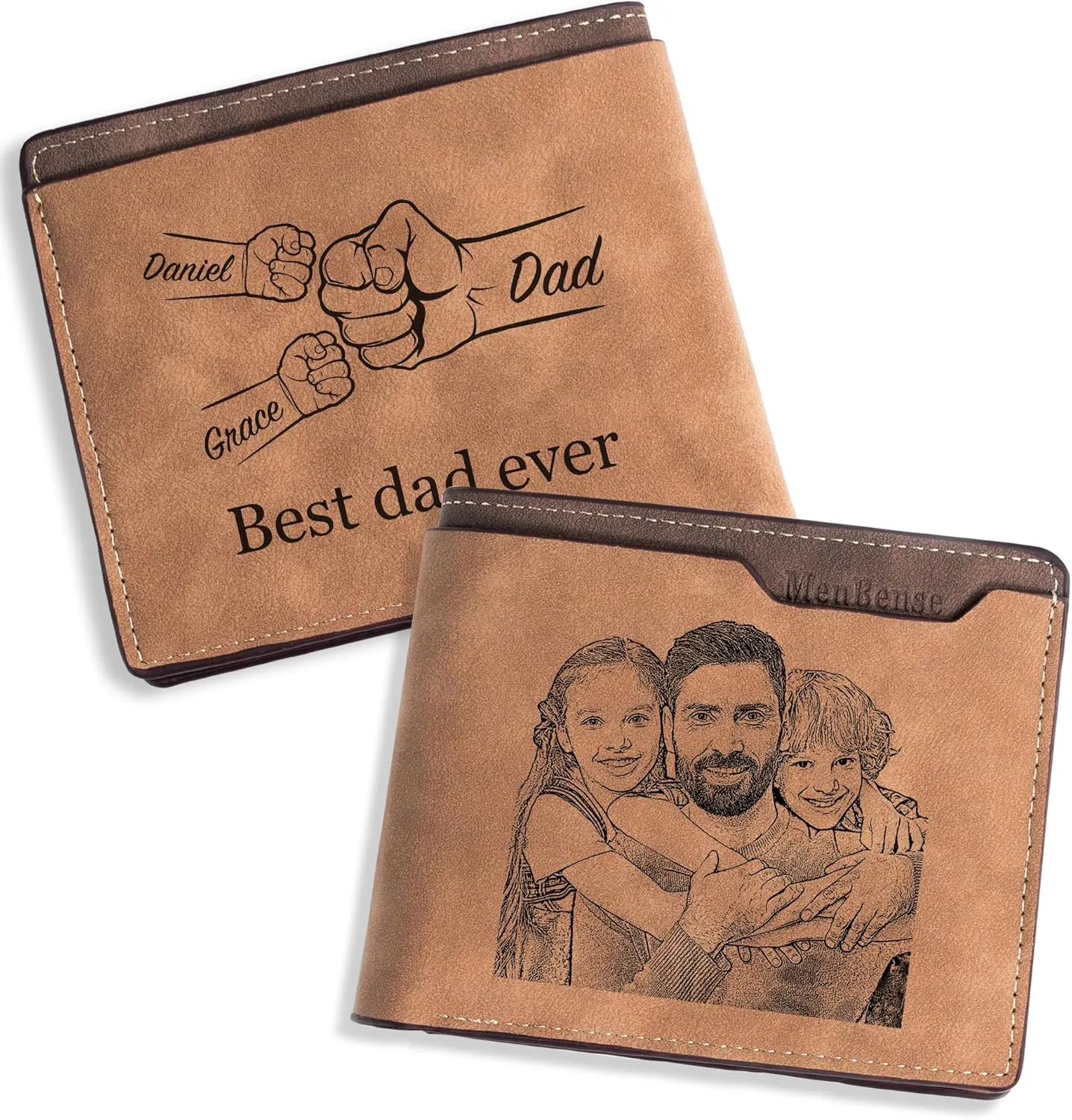 Easycosy Custom Wallet for Men Personalized Photo Wallet Engraved Customized Picture Gifts for Him, Personalized Gifts for Dad Father Boyfriend Husband