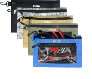 ELDA Tool Bag with Zipper Waterproof Organizer and Storage for Men Heavy Duty Tool Pouch Multi-Purpose Clip on Zipper Pouch Tote Bag,5pack