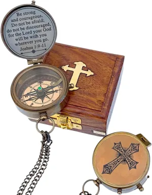 Engraved Personalized Inscription Antique Brass Compass Engraved with Leather Case Son Mom Children Gift Baptism Birthday Easter Decor