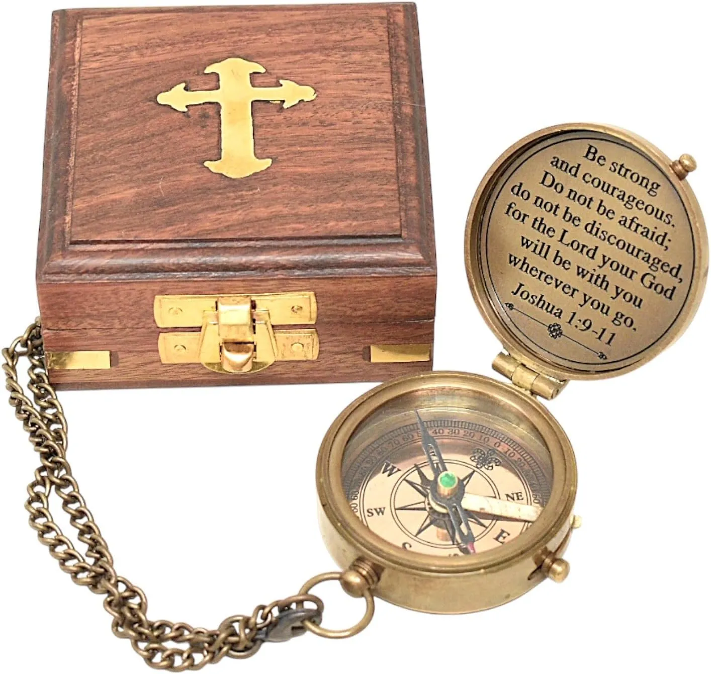 Engraved Personalized Inscription Antique Brass Compass Engraved with Leather Case Son Mom Children Gift Baptism Birthday Easter Decor