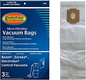 EnviroCare Replacement Micro Filtration Vacuum Cleaner Dust Bags Made to fit Eureka, Beam, Electrolux, Star-Brute, Kenmore, Mastercraft, Nutone, Central Vacuum Machines 3 Bags