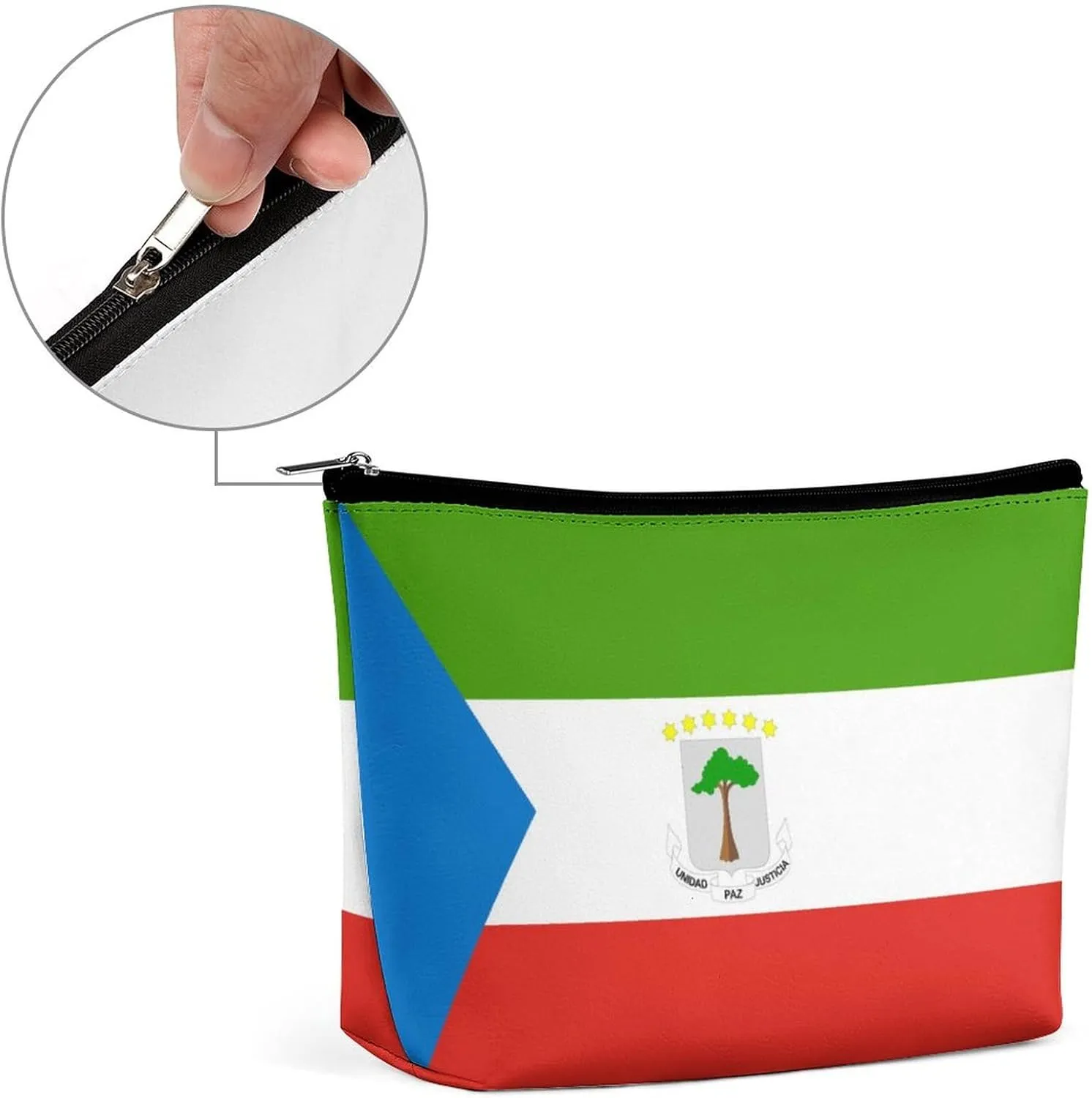 Equatorial Guinea Flag Portable Cosmetic Organizer Bag Travel Makeup for Women