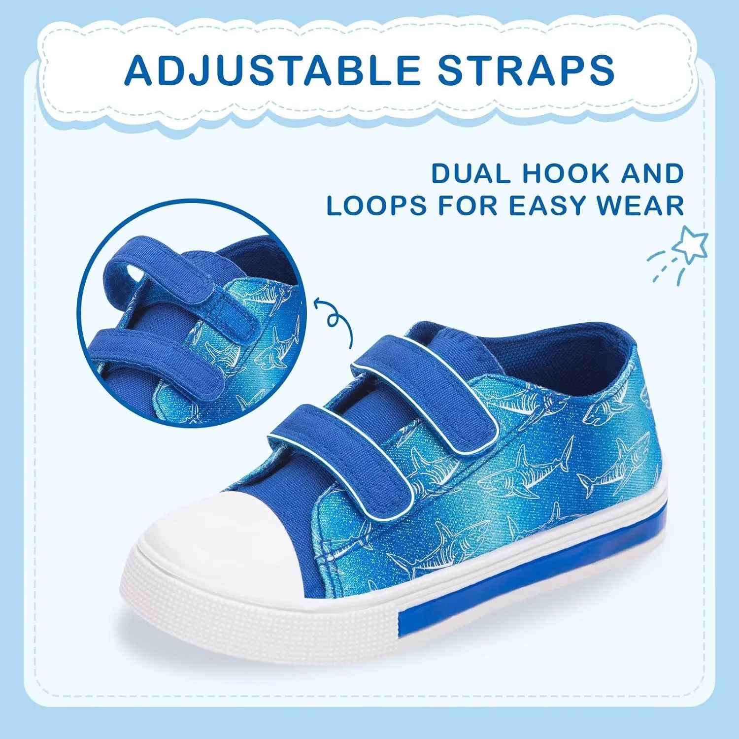 EUXTERPA Toddler Light Up Sneakers Kids Casual Canvas Shoes with Adjustable Strap for Girls Boys