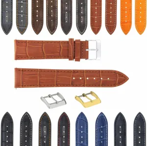 Ewatchparts 17-24mm Leather Watch Band Strap With Deployment Clasp Compatible With Bulova Watch 3B