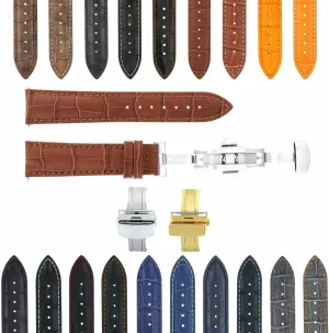 Ewatchparts 17-24mm Leather Watch Band Strap With Deployment Clasp Compatible With Panerai Watch 3B