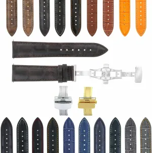 Ewatchparts 17-24mm Leather Watch Band Strap With Deployment Clasp Compatible With Panerai Watch 3B