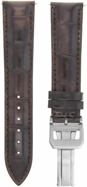 Ewatchparts 21mm Leather Strap Watch Band Compatible With IWC Pilot Portuguese Portofino With Clasp Dark Brown