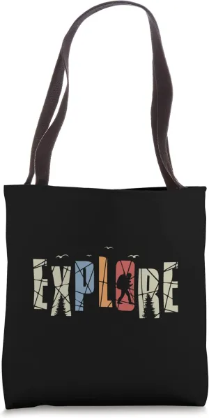 Explore Typography Design Travel Adventure Nature Camping Tote Bag
