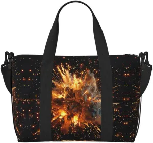 Explosion Firework 3d Zippered Tote Bags For Women,Duffle Bag For Men,Spacious Travel Bag For Weekend Getaways