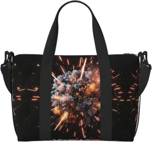 Explosion Firework 3d Zippered Tote Bags For Women,Duffle Bag For Men,Spacious Travel Bag For Weekend Getaways