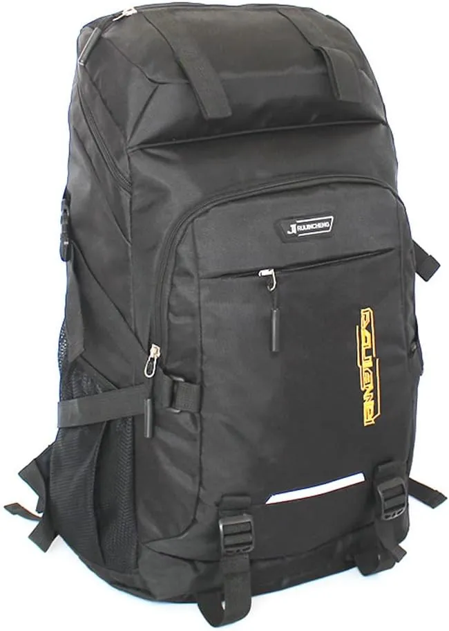 Eysee Backpack Canvas Camping Hiking Backpack Trekking Backpack Water Resistant Rucksack for Men Women, Black, 70L
