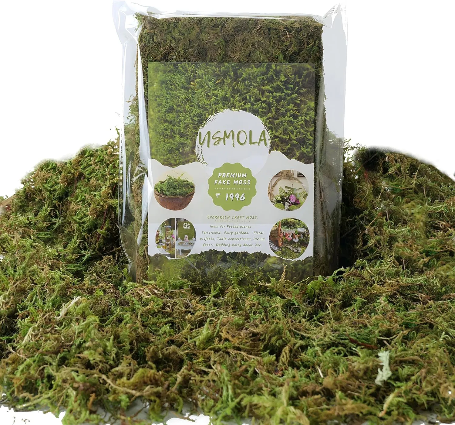 Fake Moss, 8 OZ Green Moss for Potted Plants, Artificial Moss for DIY Crafts Home Decor Table Centerpieces Wedding Decoration (Fresh Green 225gr)