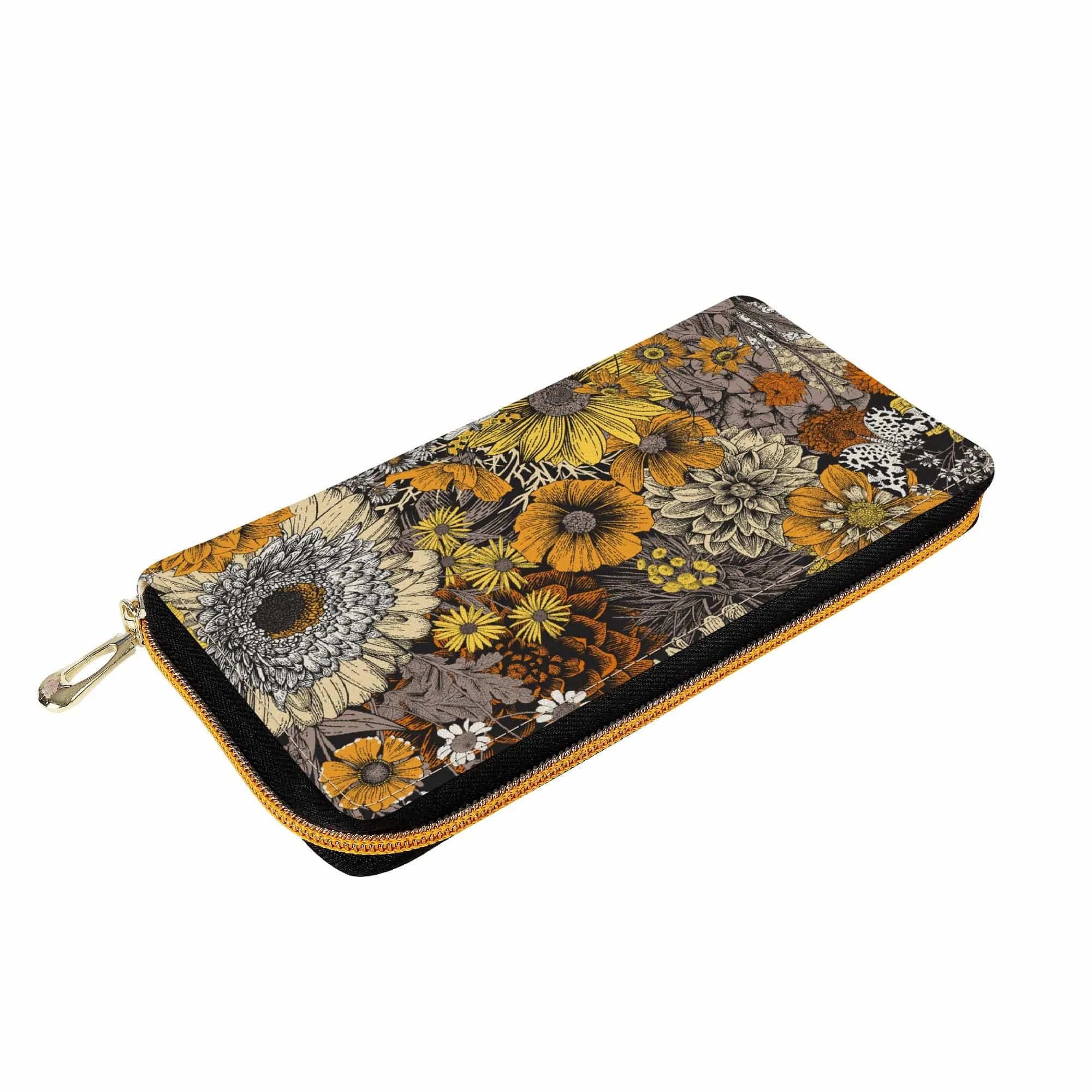 Fall Flowers Zip-Around Wallet