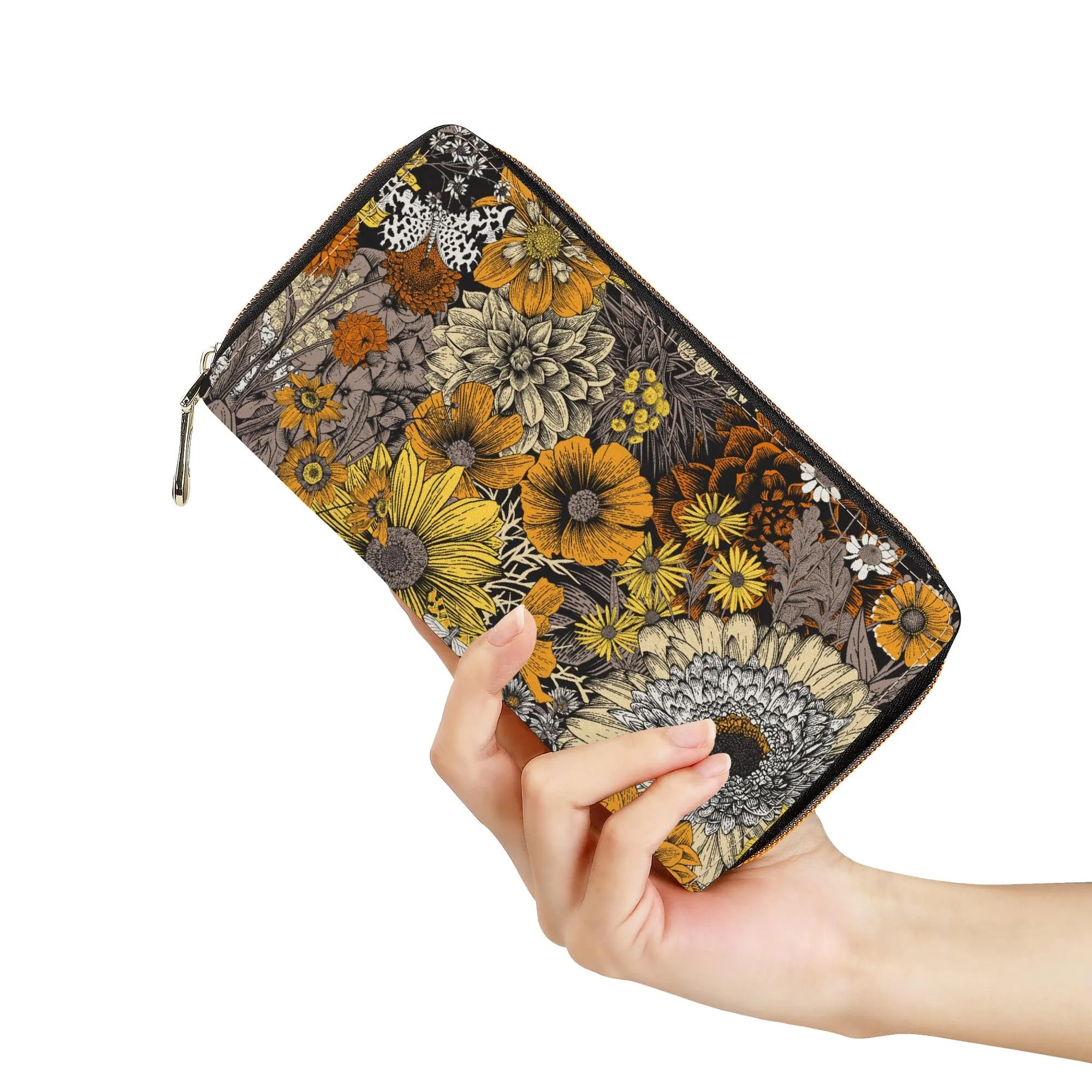 Fall Flowers Zip-Around Wallet