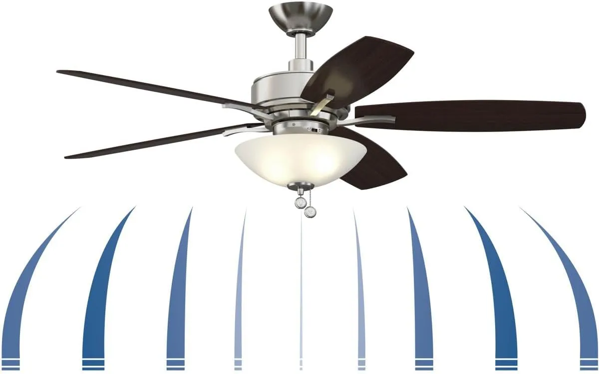 Fanimation Aire Deluxe - 52 inch - Brushed Nickel with Cherry/Dark Walnut Blades and LED Bowl Light Kit with Pull-Chain - FP6285BBN