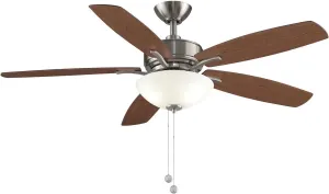 Fanimation Aire Deluxe - 52 inch - Brushed Nickel with Cherry/Dark Walnut Blades and LED Bowl Light Kit with Pull-Chain - FP6285BBN