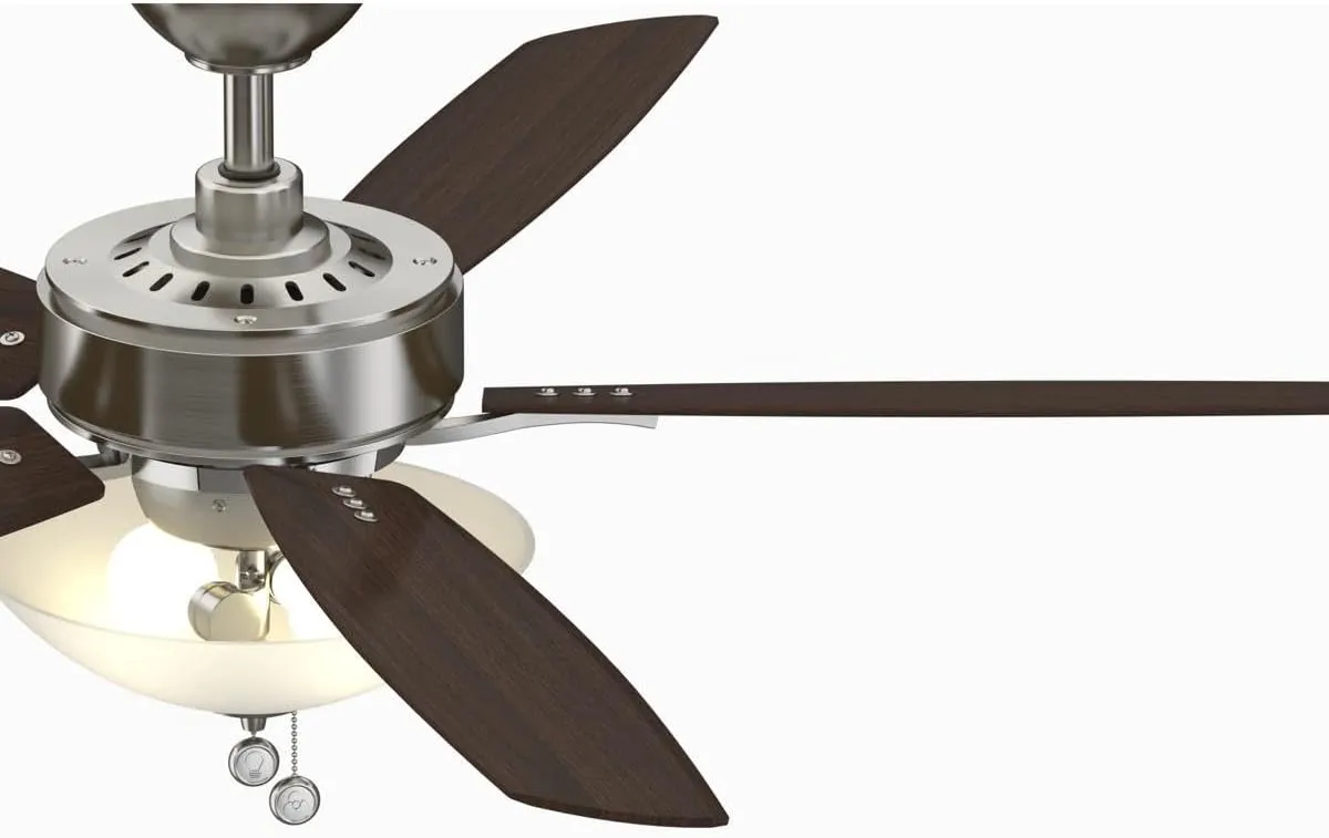 Fanimation Aire Deluxe - 52 inch - Brushed Nickel with Cherry/Dark Walnut Blades and LED Bowl Light Kit with Pull-Chain - FP6285BBN
