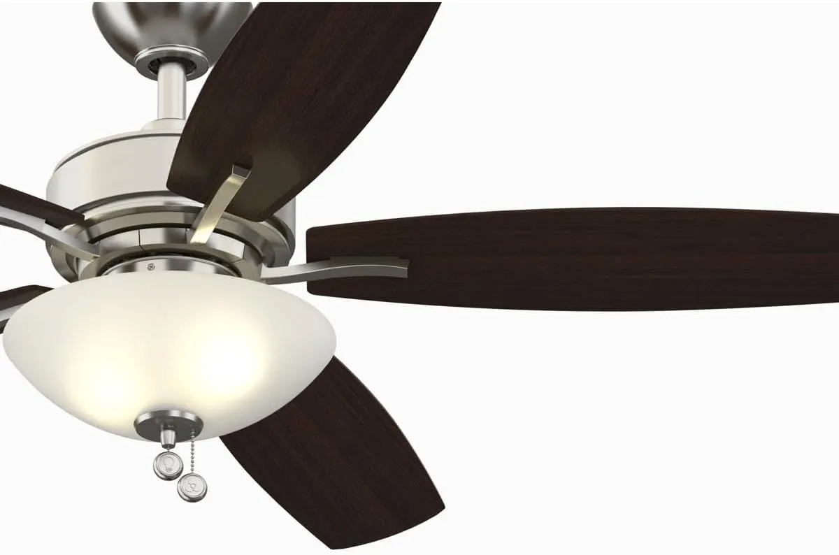 Fanimation Aire Deluxe - 52 inch - Brushed Nickel with Cherry/Dark Walnut Blades and LED Bowl Light Kit with Pull-Chain - FP6285BBN
