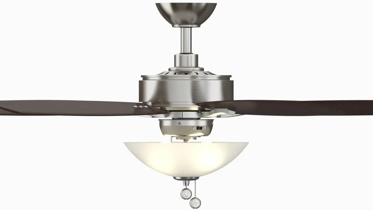 Fanimation Aire Deluxe - 52 inch - Brushed Nickel with Cherry/Dark Walnut Blades and LED Bowl Light Kit with Pull-Chain - FP6285BBN