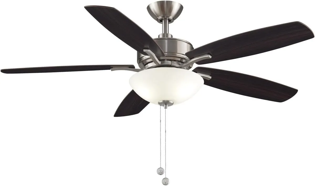 Fanimation Aire Deluxe - 52 inch - Brushed Nickel with Cherry/Dark Walnut Blades and LED Bowl Light Kit with Pull-Chain - FP6285BBN