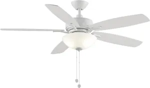 Fanimation Aire Deluxe - 52 inch - Matte White with Matte White Blades and LED Bowl Light Kit with Pull-Chain - FP6285BMW