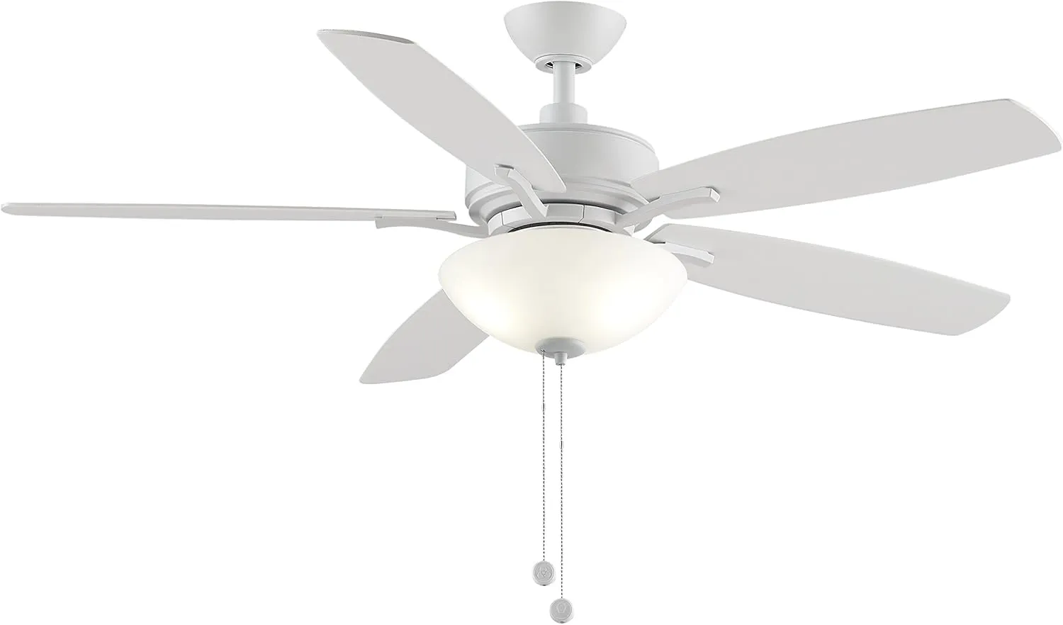 Fanimation Aire Deluxe - 52 inch - Matte White with Matte White Blades and LED Bowl Light Kit with Pull-Chain - FP6285BMW