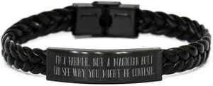 Farmer Gifts for Colleagues, I'm a Farmer. Not a Magician, Special Farmer Braided Leather Bracelet, Engraved Bracelet from Boss, Farmers Market, Gift Baskets, Fruit and Vegetables, Organic Food,