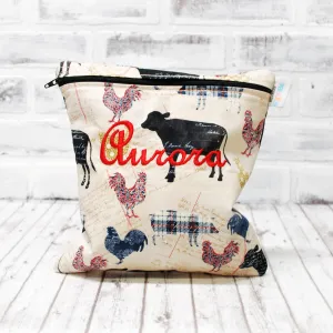 Farmhouse Plaid Animals Personalized Reusable Bag