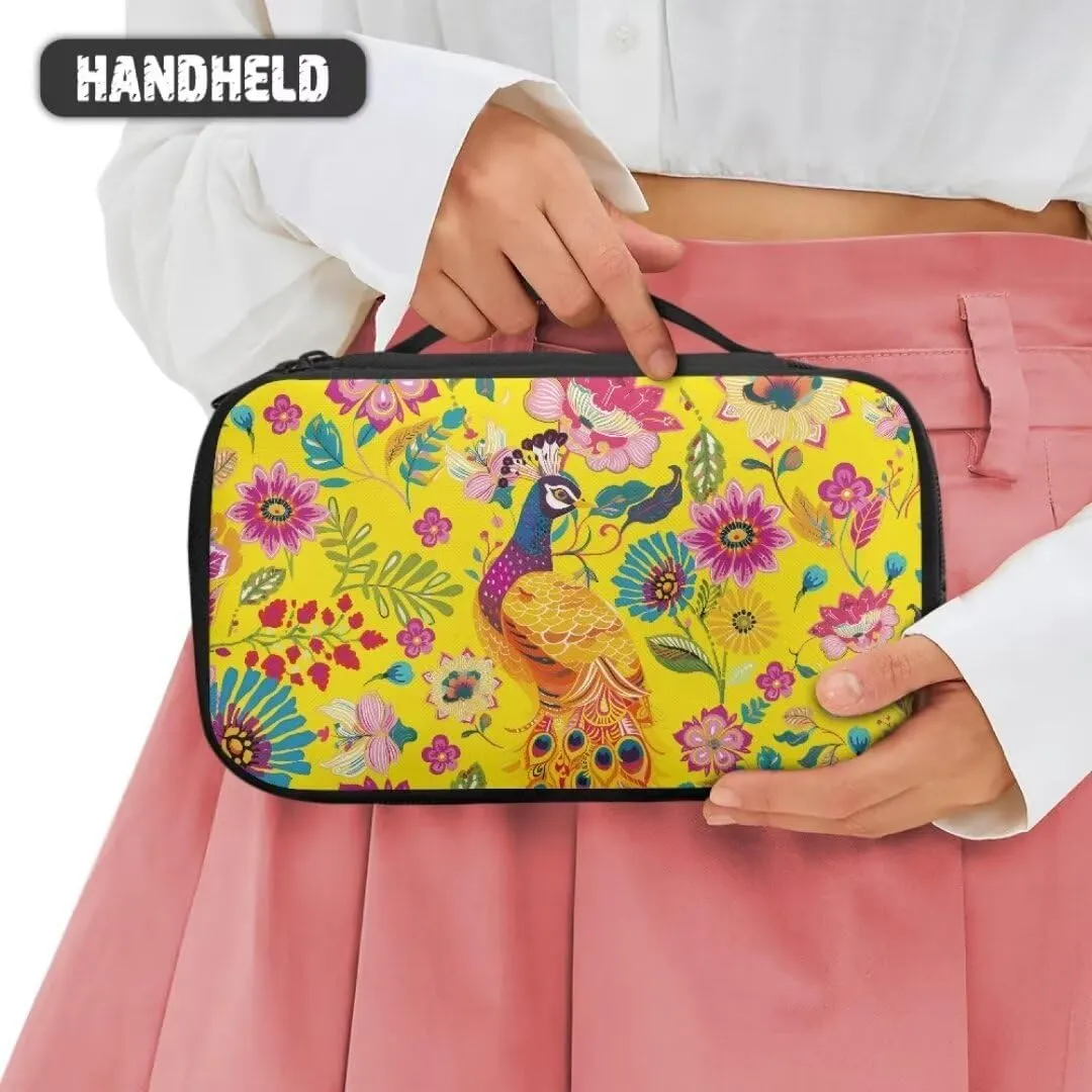 Fashion Makeup Bag for Women Floral Peacock Travel Make Up Organizer Bag Large Capacity Storage Bag,Birthday Gift