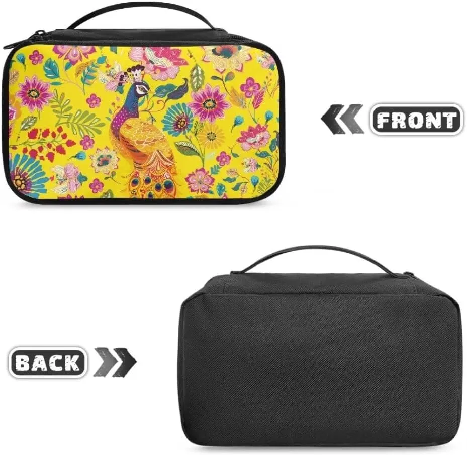 Fashion Makeup Bag for Women Floral Peacock Travel Make Up Organizer Bag Large Capacity Storage Bag,Birthday Gift