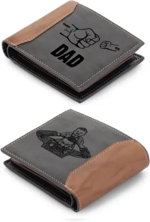 Fathers Day Wallet Gifts for Dad,Personalized Custom Wallets for Men Engraved Photo Wallet for Dad (2 Names Photo)