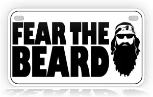 Fear The Beard Motorcycle-Sized License Plate Bearded Duck Man Dynasty Commander Mini Auto Tag