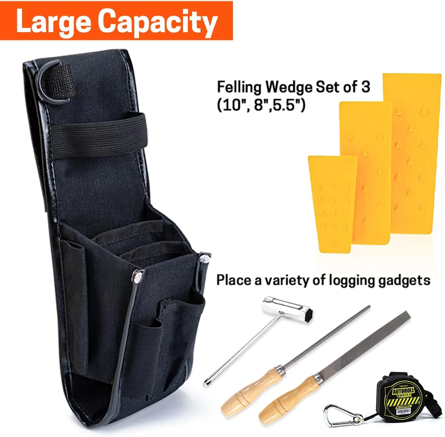 Felling Wedge Pouch, Adjustable Various Belts Logging Pouch ，Tree Felling Bucking Wedge Belt Pouch Bag for Tree Cutting