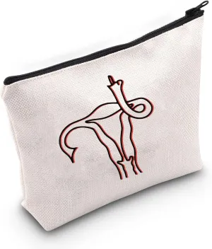 Feminist Gift Women Empowerment Cosmetic Bag and Travel Make Up Pouch With Zipper Female Warrior Gift (V White Bag)