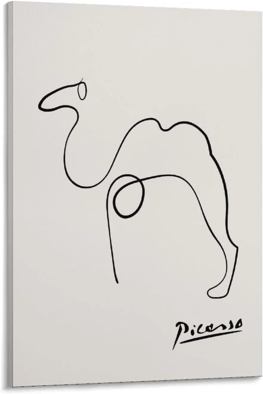 FideMm Pablo Picasso Camel Sketch Line Drawing Art Print Esquisse Le Chameau, Poster for Room Aesthetics Canvas Wall Art Poster And Print Frame-style 12x18inch(30x45cm)