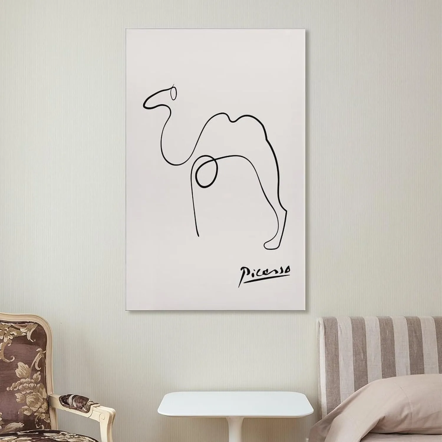 FideMm Pablo Picasso Camel Sketch Line Drawing Art Print Esquisse Le Chameau, Poster for Room Aesthetics Canvas Wall Art Poster And Print Frame-style 12x18inch(30x45cm)