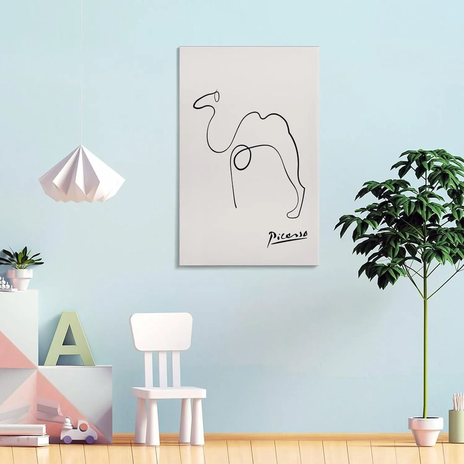 FideMm Pablo Picasso Camel Sketch Line Drawing Art Print Esquisse Le Chameau, Poster for Room Aesthetics Canvas Wall Art Poster And Print Frame-style 12x18inch(30x45cm)