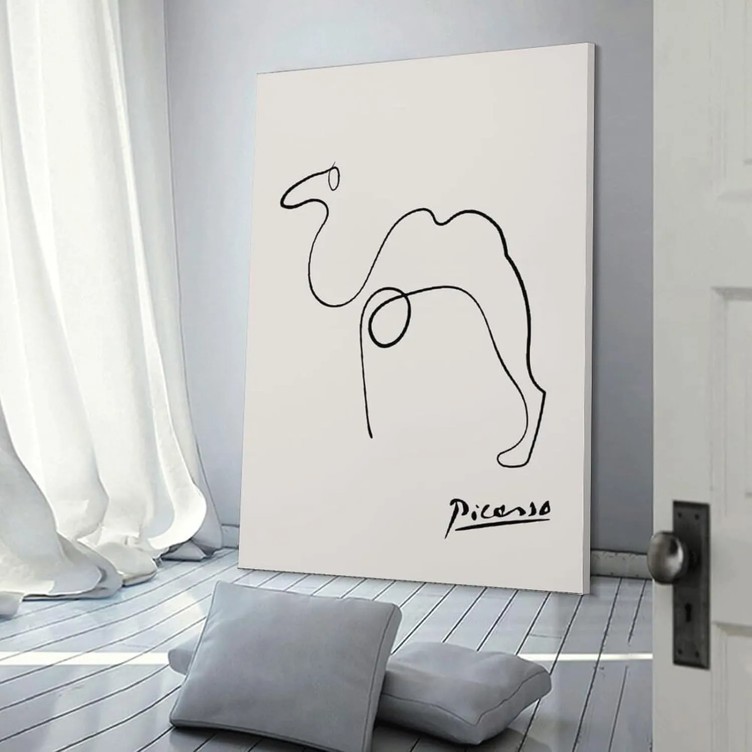 FideMm Pablo Picasso Camel Sketch Line Drawing Art Print Esquisse Le Chameau, Poster for Room Aesthetics Canvas Wall Art Poster And Print Frame-style 12x18inch(30x45cm)